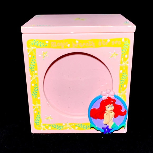 Vintage 90s The Little Mermaid Ariel Square Photo Frame Trinket Box